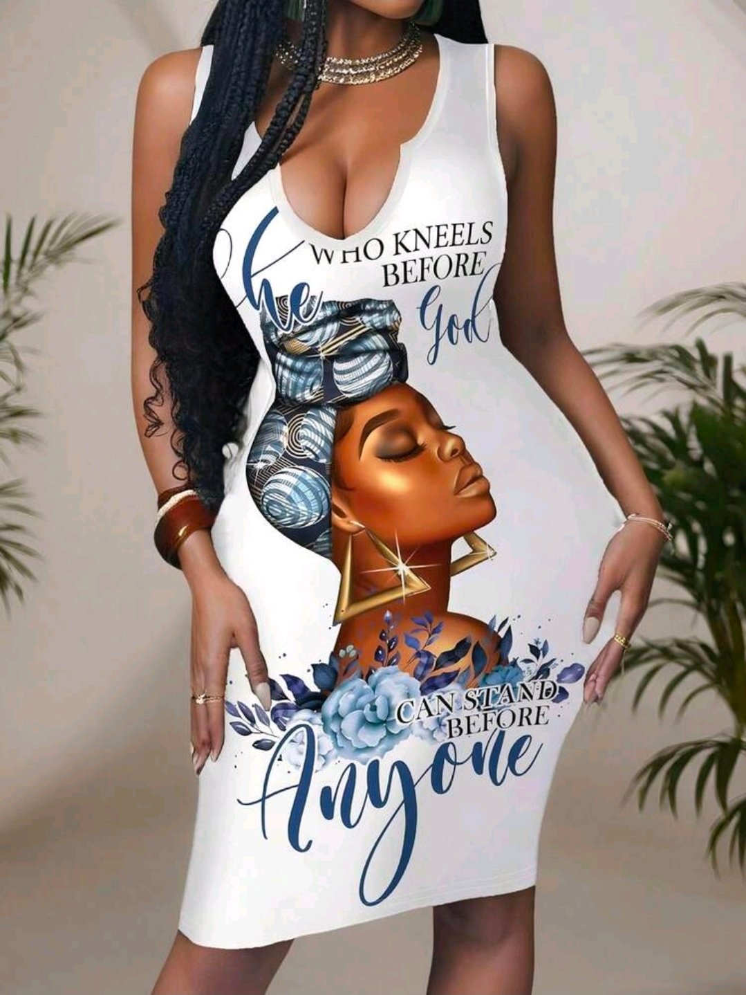 Vestido blanco estampado artístico