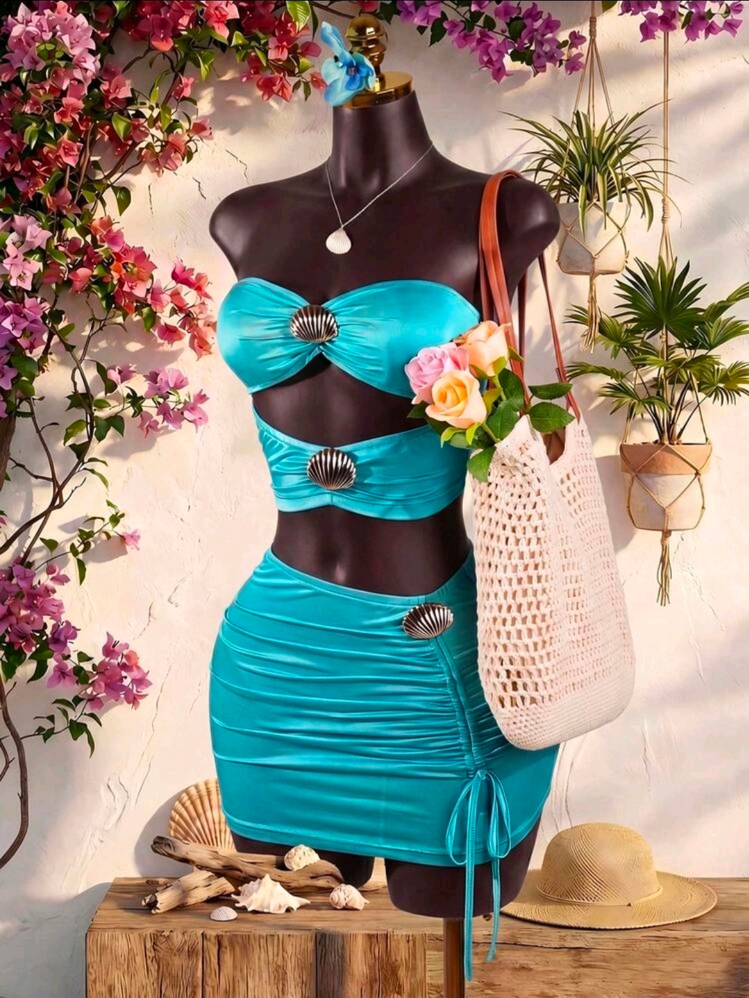 Conjunto turquesa de falda