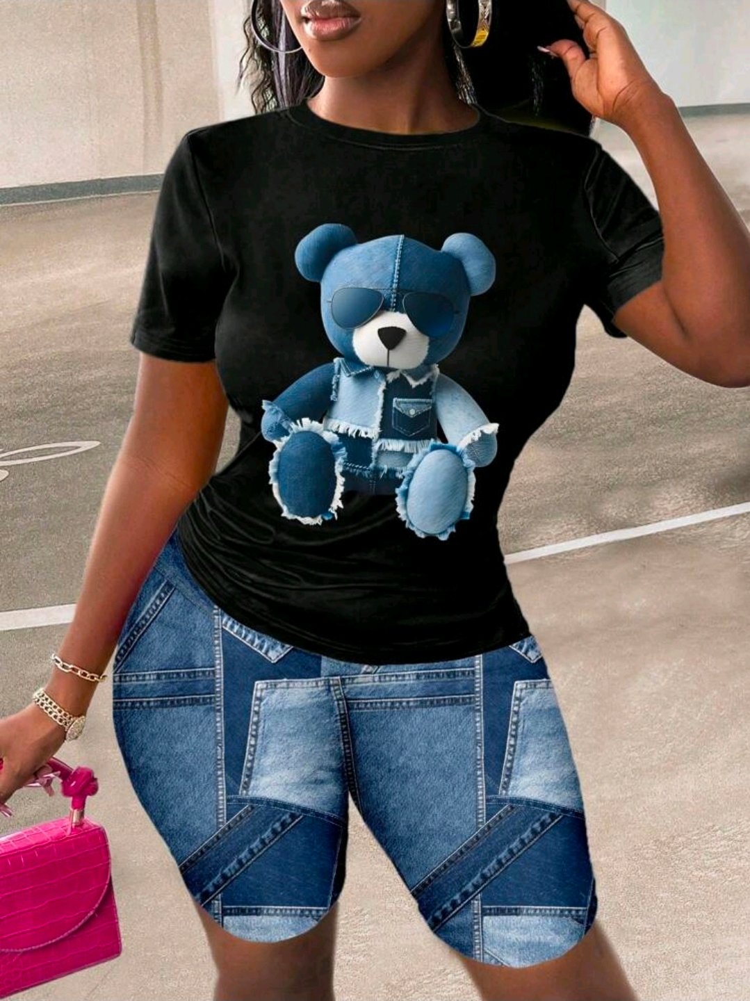 Conjunto negro osito y short