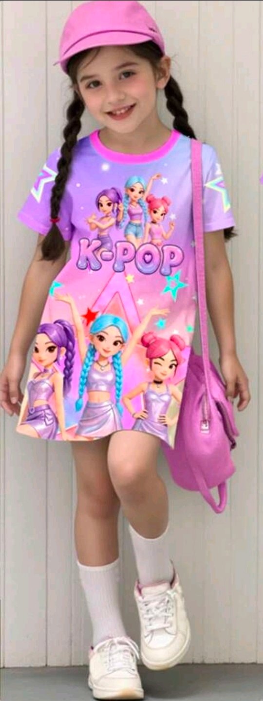Vestido infantil K-Pop rosa