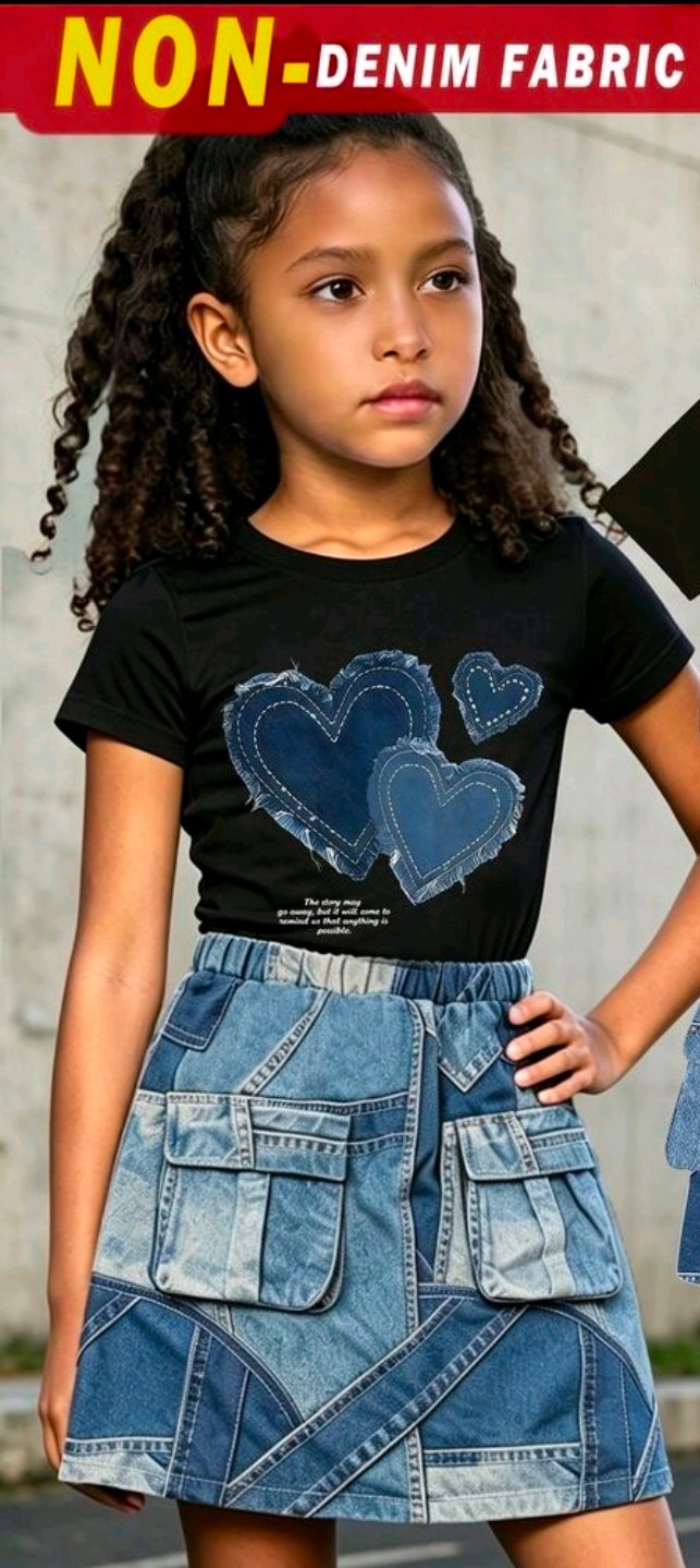 Conjunto infantil negro y falda
