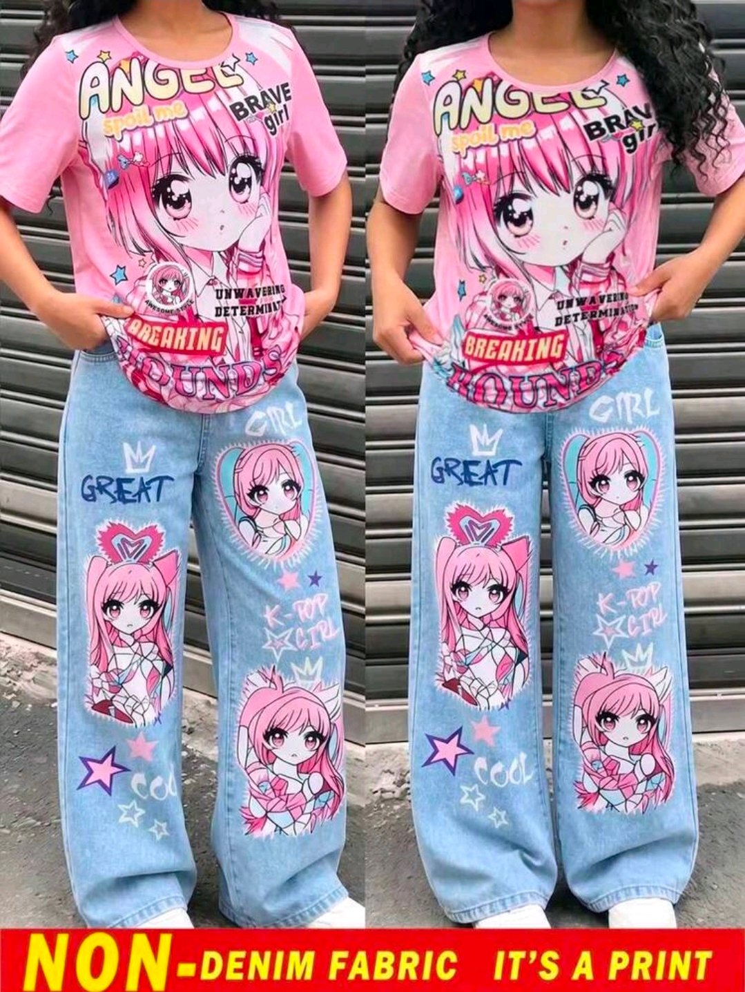 Conjunto infantil anime rosa