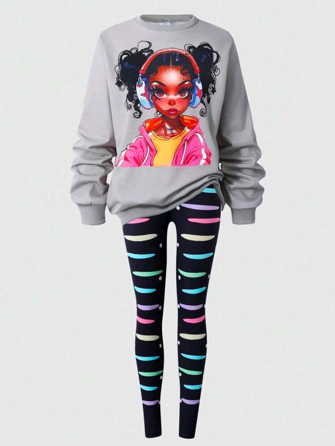 Conjunto infantil gris y leggings