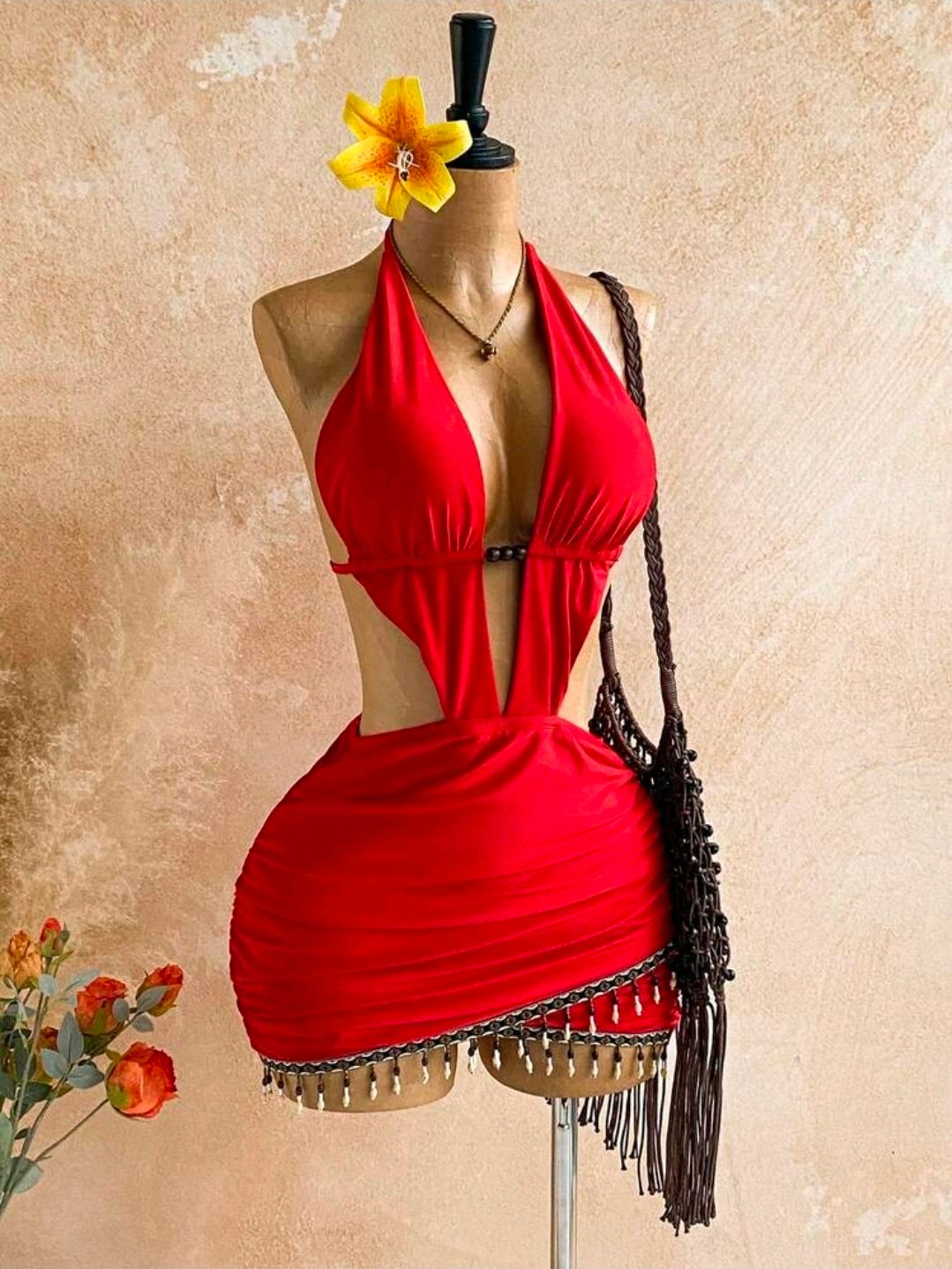 Mini vestido rojo halter