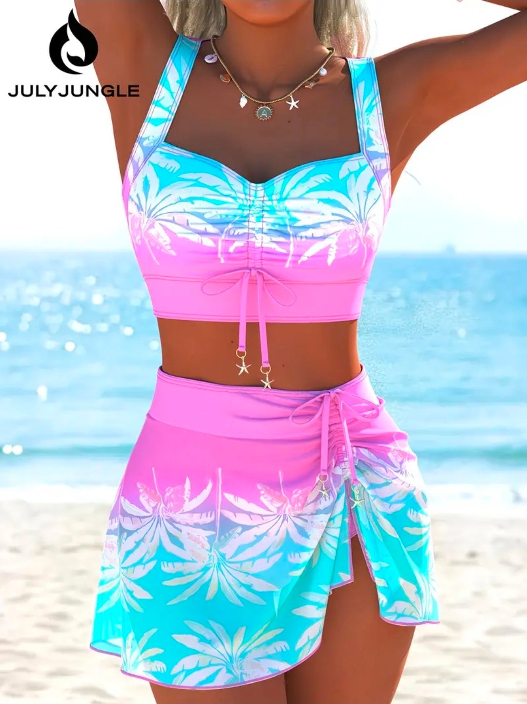 Conjunto de playa rosa y azul