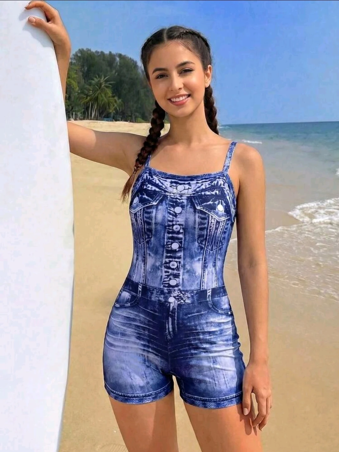 Enterizo efecto denim para niña