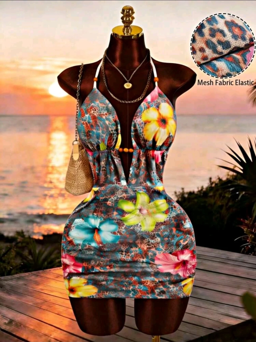 Vestido floral ajustado para mujer