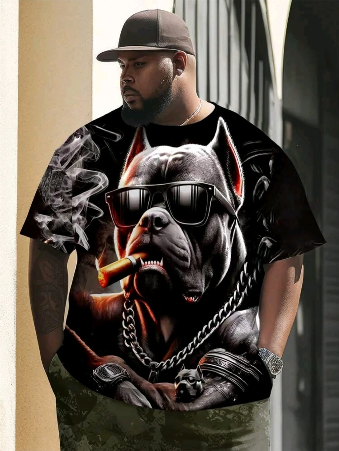 Camiseta negra con pitbull